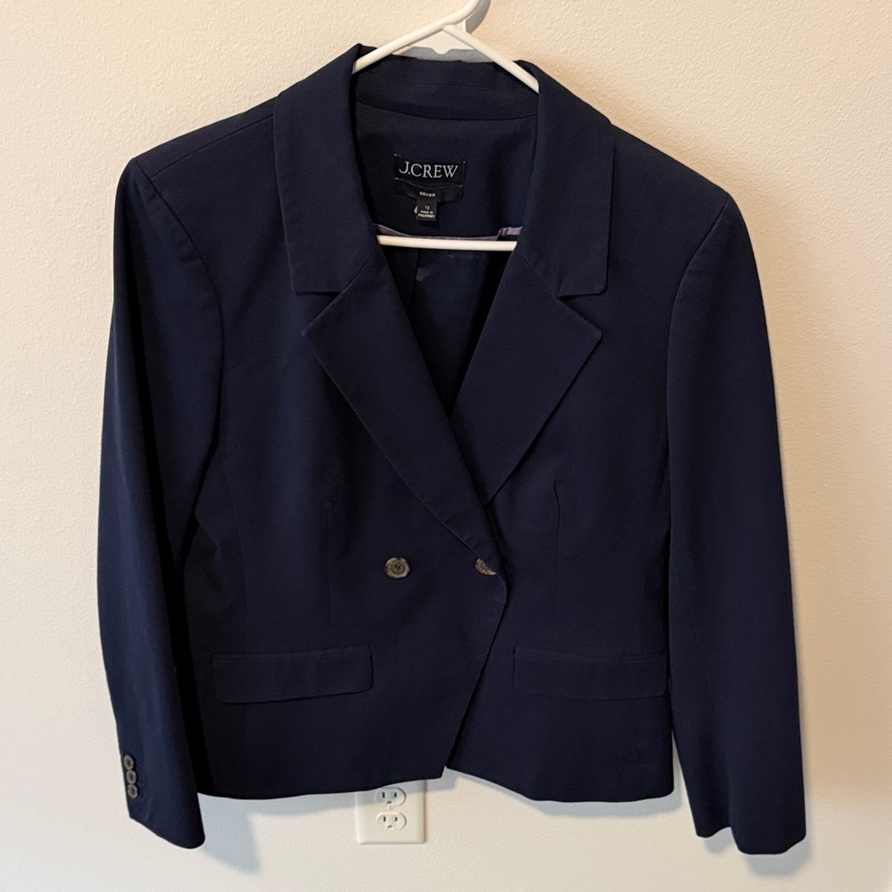 J.Crew Women's Navy Double-Breasted Blazer Size 12 Devon